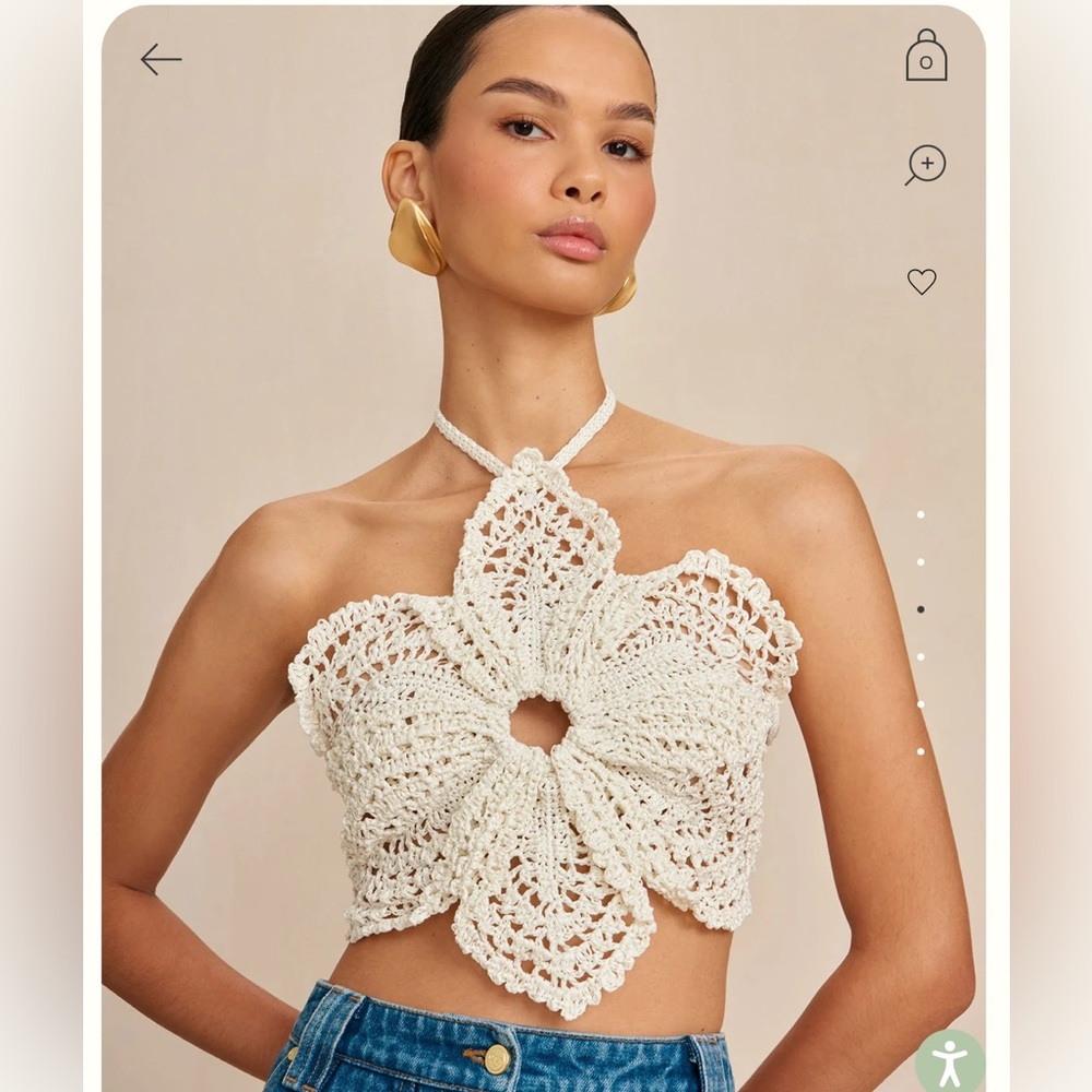 Cult Gaia Darlena Crochet Halter Top Size Small